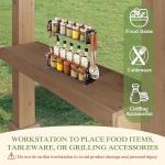 VEIKOU 8’x5’ Grill Gazebo, Patio Gazebo with Hardtop Metal Roof, Rainwater Drainage, Wood Frame, BBQ Gazebo for Barbecue, Backyard, Garden, Light Mocha Brown