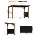 Modern Shade Woodberry Grill Gazebo 6' X 12', Cedar Wood Gazebo with Dual bar Tops & Shelves, Patio Pavilion with Galvanized Steel Roof, USB and USB-C Charging Ports, BBQ Gazebo for Patio Backyard
