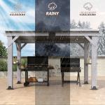 Raysfung 6.5x12.5 FT Wood Grill Gazebo, BBQ Wooden Gazebo with Hardtop Galvanized Steel Roof, Outdoor Cedar Wood Gazebos with 2 Side Shelves for Barbecue, Garden, Deck