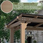 VEIKOU 8’x5’ Grill Gazebo, Patio Gazebo with Hardtop Metal Roof, Rainwater Drainage, Wood Frame, BBQ Gazebo for Barbecue, Backyard, Garden, Light Mocha Brown