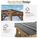 Modern Shade Grill Gazebo 6' X 8', Cedar Wood Gazebo with Shelves and Paper Towel Holder, Patio Pavilion with Galvanized Steel Roof, USB and USB-C Charging Ports, BBQ Gazebo for Patio Backyard