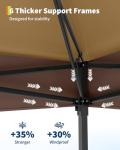 Canopy Tent 13x13 ft, Pop Up Gazebo One-Push Setup with 4 SandBags for Backyard Parties and BBQs, Mosquito Netting & Height Adjustable - Khaki & Coffee