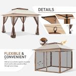 COOS BAY 11x11 Pop Up Gazebo with Mesh Netting, Instant Outdoor Canopy Tent, Water Resistant Shelter with UPF 50+ UV Protection, 121 Sq Ft Coverage, Beige