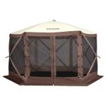 VEVOR Pop Up Gazebo Screen Tent 6 Sided Canopy Sun Shelter with 6 Removable Privacy Wind Cloths & Mesh Windows, 11.5x11.5FT Quick Set Screen Tent with Mosquito Netting, Brown
