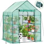 Ohuhu Greenhouse for Outdoors with Screen Windows, 57 x 57 x 76'' Walk in Plant Greenhouses Heavy Duty with Durable PE Cover, 3 Tiers 12 Shelves Stands Plastic Portable Green House with Shelf Clips