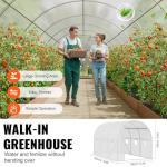 VEVOR Walk-in Tunnel Greenhouse, 9.6x6.4x6.2 ft Hoop House Greenhouse Tunnel, Plant Hot House with Galvanized Steel Frame, White PE Cover, Roll-up Zipper Door and 6 Windows for Outdoor