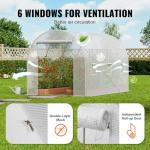 VEVOR Walk-in Tunnel Greenhouse, 9.6x6.4x6.2 ft Hoop House Greenhouse Tunnel, Plant Hot House with Galvanized Steel Frame, White PE Cover, Roll-up Zipper Door and 6 Windows for Outdoor