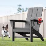 POLYDUN Modern Adirondack Chair, HDPE Plastic Patio Chairs for All Weather, Fire Pit Chair, Outdoor Lawn Chairs for Deck, Porch, Backyard, Garden, Slate Gray
