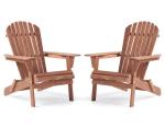 SoliWood Outdoor Wooden Folding Adirondack Chair Set of 2 with Pre-Assembled BackRest, Wood Patio Chair for Garden Backyard Porch Pool Deck Firepit