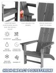 POLYDUN Modern Adirondack Chair, HDPE Plastic Patio Chairs for All Weather, Fire Pit Chair, Outdoor Lawn Chairs for Deck, Porch, Backyard, Garden, Slate Gray