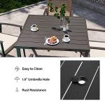 LAUSAINT HOME 5 Pieces Outdoor Patio Dining Set, Wicker Patio Furniture Set of 4 Chairs with Soft Cushion and Square Table with Umbrella Hole