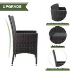 Kurapika 5-Piece Patio Furniture Outdoor Dining Set, Wicker Rattan Patio Dining Table and 4 Chairs Set, Square Tempered Glass Tabletop with Umbrella Hole, Grey