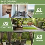 Kurapika 10-Piece Patio Furniture Outdoor Dining Set, Wicker Rattan Patio Dining Table and Chairs Set, Square Tempered Glass Tabletop with Umbrella Hole and 8 Chair Set, for Patio, Backyard, Navy Blue