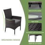 ALAULM 5 Piece Patio Dining Set All-Weather Wicker Outdoor Furniture Set w/Tempered Glass Tabletop, Removable Cushions and Umbrella Hole for Patio, Backyard, Garden, Poolside（Grey）