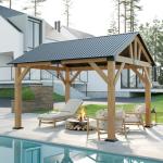 AMERLIFE 10x12 ft Spruce Wood Hardtop Gazebo