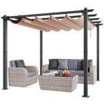 VEVOR 10'x10' Outdoor Retractable Pergola with Canopy, Aluminum Pergola with Retractable Canopy, Modern Style, Sun Shade (Beige)