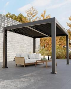Garveelife All-Aluminum Louvered Pergola 10 ft x 12 ft, Outdoor Pergola with Adjustable Louvered Roof, Reinforced Aluminum Frame, Integrated Drainage System