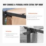 VEVOR 10'x10' Outdoor Retractable Pergola with Canopy, Aluminum Pergola with Retractable Canopy, Modern Style, Sun Shade (Beige)