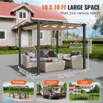 VEVOR 10'x10' Outdoor Retractable Pergola with Canopy, Aluminum Pergola with Retractable Canopy, Modern Style, Sun Shade (Beige)