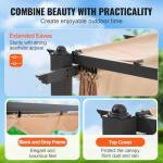 VEVOR 10'x10' Outdoor Retractable Pergola with Canopy, Aluminum Pergola with Retractable Canopy, Modern Style, Sun Shade (Beige)