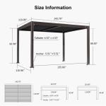 PURPLE LEAF 10' x 12' Louvered Pergola Outdoor Adjustable Louvre Shade Modern Patio Aluminum Pergola with Retractable Roof, Bronze