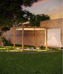 BouPower 10 x 10 ft Aluminum Pergola with Adjustable Canopy, Outdoor Metal Pergola, Imitation Wood-Grain Sun Shade Shelter