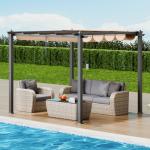 VEVOR 10'x10' Outdoor Retractable Pergola with Canopy, Aluminum Pergola with Retractable Canopy, Modern Style, Sun Shade (Beige)