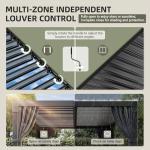 Airwire 10x12 FT Louvered Pergola, Aluminum Outdoor Pergolas with Adjustable Roof, Hardtop Gazebo with Waterproof Curtains & Netting