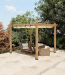 BouPower 10 x 10 ft Aluminum Pergola with Adjustable Canopy, Outdoor Metal Pergola, Imitation Wood-Grain Sun Shade Shelter