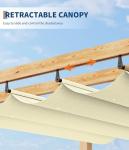 BouPower 10 x 10 ft Aluminum Pergola with Adjustable Canopy, Outdoor Metal Pergola, Imitation Wood-Grain Sun Shade Shelter