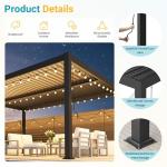 FansaFurn Louvered Pergola 12' x 16' with Adjustable Louvers Roof and Gutter System