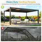 FansaFurn Louvered Pergola 12' x 16' with Adjustable Louvers Roof and Gutter System