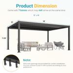 FansaFurn Louvered Pergola 12' x 16' with Adjustable Louvers Roof and Gutter System