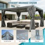 Domi 12x16FT Louvered Pergola Aluminum Structure Outdoor Pergola with Adjustable Roof Patio Pergola for Backyard Garden, Curtains and Netting, Dark Gray