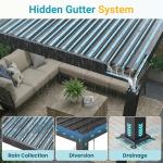 FansaFurn Louvered Pergola 12' x 16' with Adjustable Louvers Roof and Gutter System