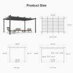 PURPLE LEAF 12' X 16' Outdoor Pergola with Retractable Canopy Aluminum Shelter
