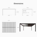 PURPLE LEAF Louvered Pergola 12' × 16' Outdoor Hardtop Gazebo Sun Shade with Adjustable Canopy Aluminum Retractable Roof - Bronze