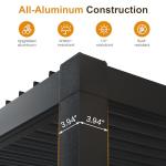 FansaFurn Louvered Pergola 12' x 16' with Adjustable Louvers Roof and Gutter System