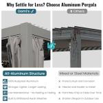 Domi 12x16FT Louvered Pergola Aluminum Structure Outdoor Pergola with Adjustable Roof Patio Pergola for Backyard Garden, Curtains and Netting, Dark Gray