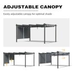 BPS 12x16 FT Outdoor Pergola - Retractable Shade Canopy with Aluminum Frame & Roller Shade Curtains for Patio, Backyard, or Deck, Gray