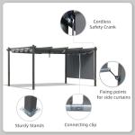 BPS 12x16 FT Outdoor Pergola - Retractable Shade Canopy with Aluminum Frame & Roller Shade Curtains for Patio, Backyard, or Deck, Gray