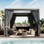 TIMWNER 10'x10' Metal Pergola, Outdoor Patio Pergola with Hardtop Roof,Aluminum Pergolas with Curtains,Waterproof Gazebo for Garden,Patio,Gray