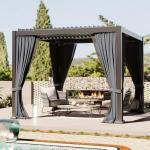 TIMWNER 10'x10' Metal Pergola, Outdoor Patio Pergola with Hardtop Roof,Aluminum Pergolas with Curtains,Waterproof Gazebo for Garden,Patio,Gray