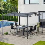 Sunjoy 10' x 10' Outdoor Pergola, Darkeford Metal Pergola with Black Sling Fabric Sun Shade Canopy for Outdoor Patio, Garden,Yard, Deck, Entertaining