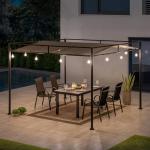 Sunjoy 10' x 10' Outdoor Pergola, Darkeford Metal Pergola with Black Sling Fabric Sun Shade Canopy for Outdoor Patio, Garden,Yard, Deck, Entertaining