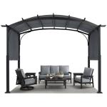 MASTERCANOPY 10x10ft Outdoor Retractable Pergola with Sun Shade Canopy Patio Metal Garden Pergola,Dark Grey
