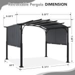 MASTERCANOPY 10x10ft Outdoor Retractable Pergola with Sun Shade Canopy Patio Metal Garden Pergola,Dark Grey
