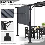 MASTERCANOPY 10x10ft Outdoor Retractable Pergola with Sun Shade Canopy Patio Metal Garden Pergola,Dark Grey