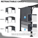 MASTERCANOPY 10x10ft Outdoor Retractable Pergola with Sun Shade Canopy Patio Metal Garden Pergola,Dark Grey