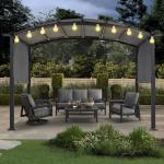 MASTERCANOPY 10x10ft Outdoor Retractable Pergola with Sun Shade Canopy Patio Metal Garden Pergola,Dark Grey